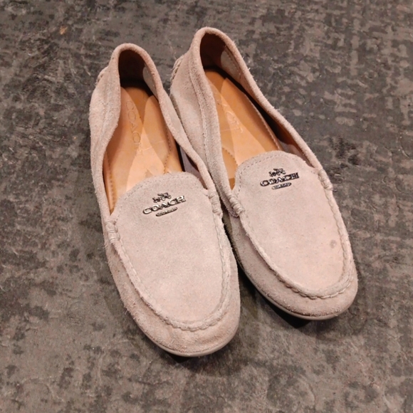 Coach Amber Driving Moccasins Tan Suede Women's Size US 6.5 Leather - Picture 1 of 4